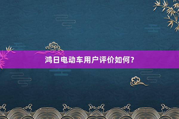 鸿日电动车用户评价如何？